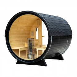 Saună butoi negru LIGNOR PANORAMA